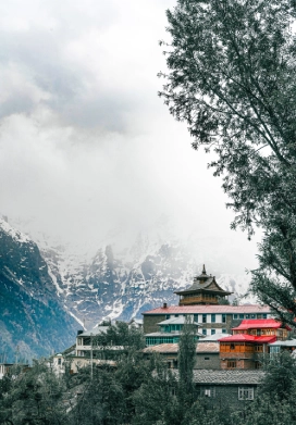 vertical shot lochawa la khang monastery kalpa himachal pradesh cold winter