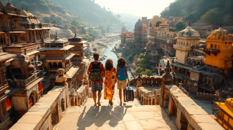 tourist carrying luggage